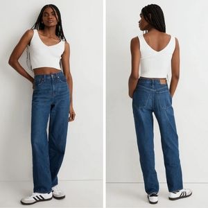 Madewell Baggy Straight Jeans Loose Fit 90s Dark Worn Indigo Wash Blue 32 NWT